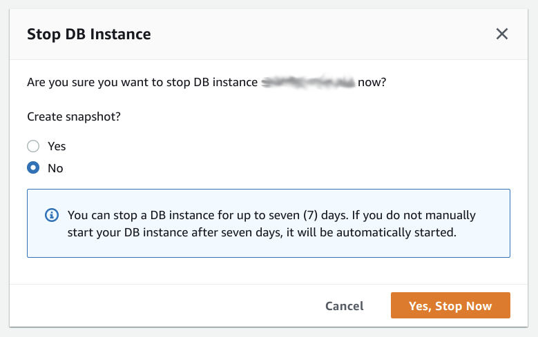 AWS RDS Stop notification